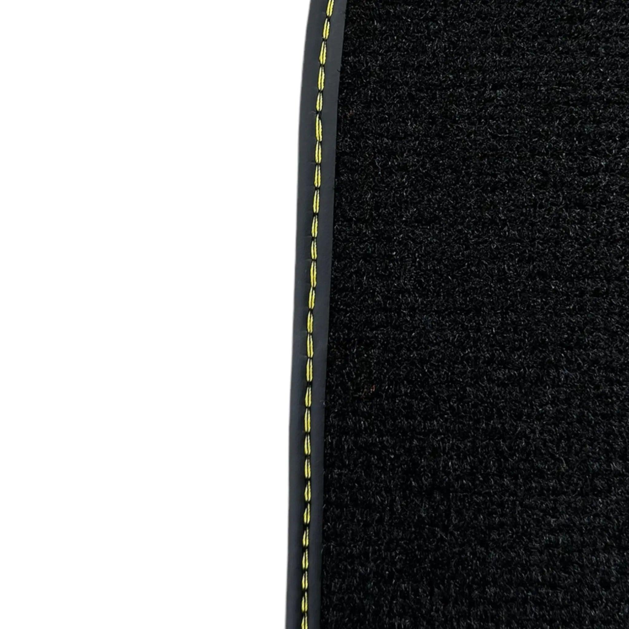 Black Floor Mats for Lamborghini Huracan with Yellow Alcantara Leather - AutoWin