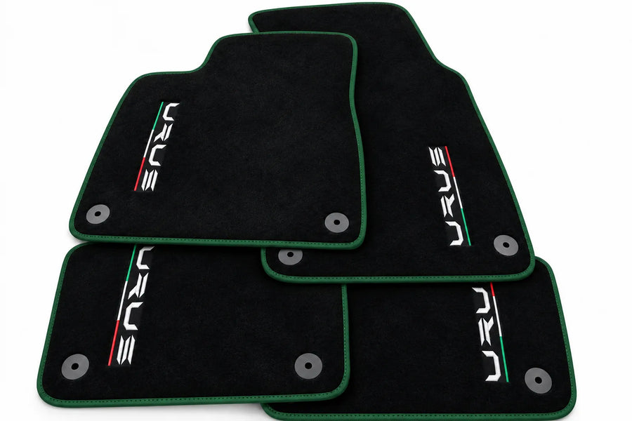 Black Floor Mats For Lamborghini Urus Tailored With Yellow Trim Dark Green trim