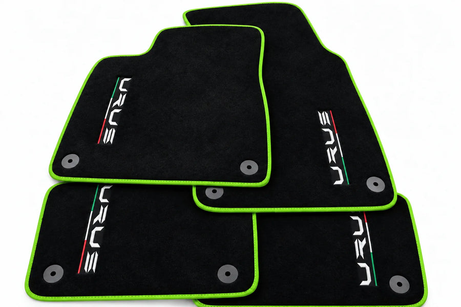 Black Floor Mats For Lamborghini Urus Tailored With Yellow Trim Green trim