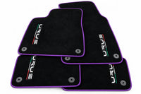Black Floor Mats For Lamborghini Urus Tailored With Yellow Trim Purple trim