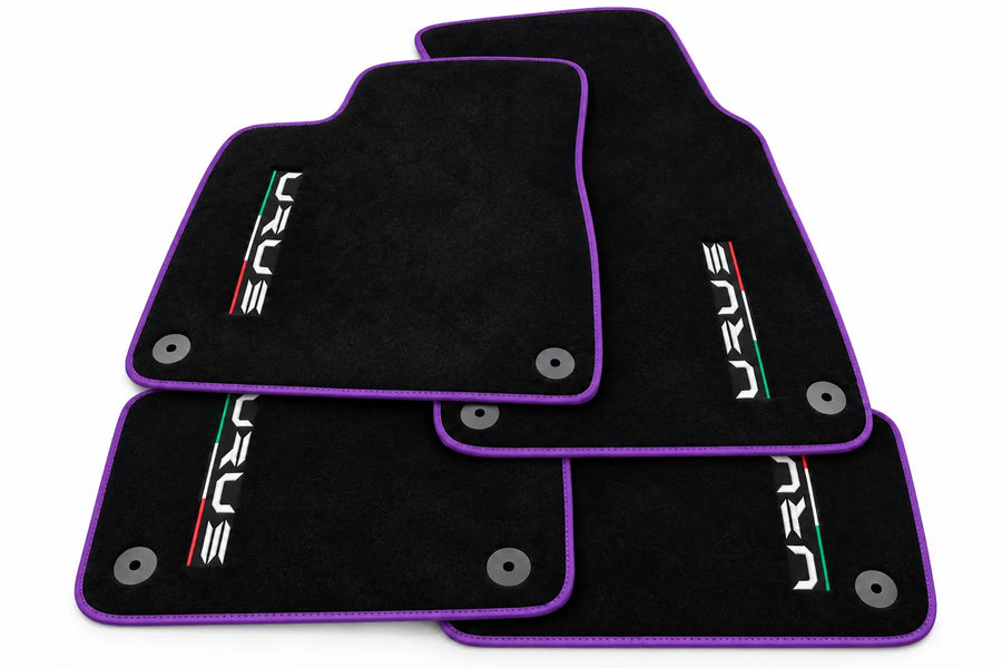 Black Floor Mats For Lamborghini Urus Tailored With Yellow Trim Purple trim