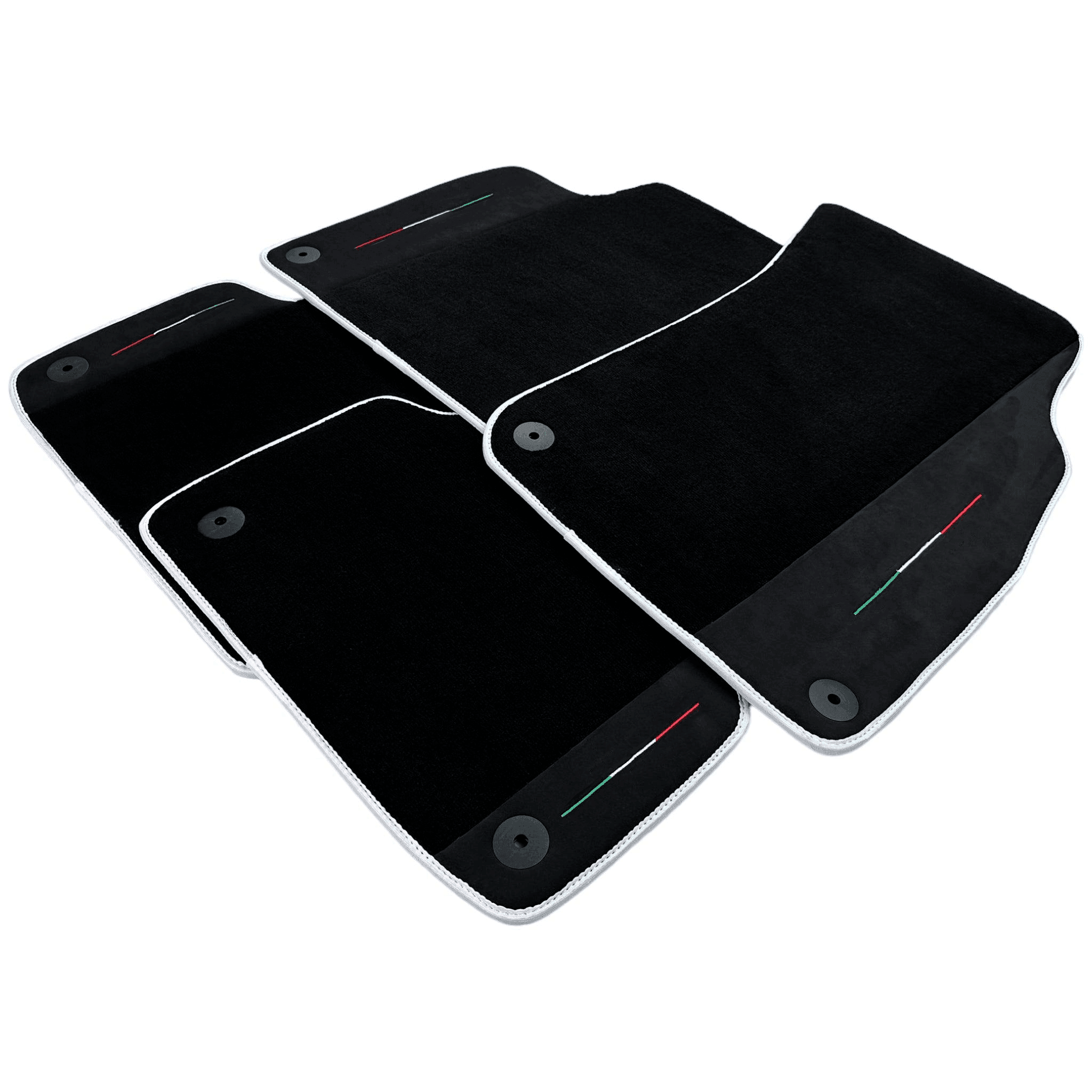 Black Floor Mats For Lamborghini Urus With Alcantara Leather White Trim - AutoWin