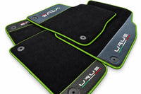 Black Floor Mats For Lamborghini Urus With Carbon Fiber Leather Green trim