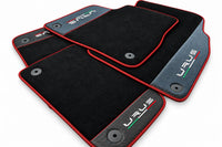 Black Floor Mats For Lamborghini Urus With Carbon Fiber Leather Red trim