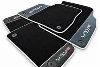 Black Floor Mats For Lamborghini Urus With Carbon Fiber Leather White trim