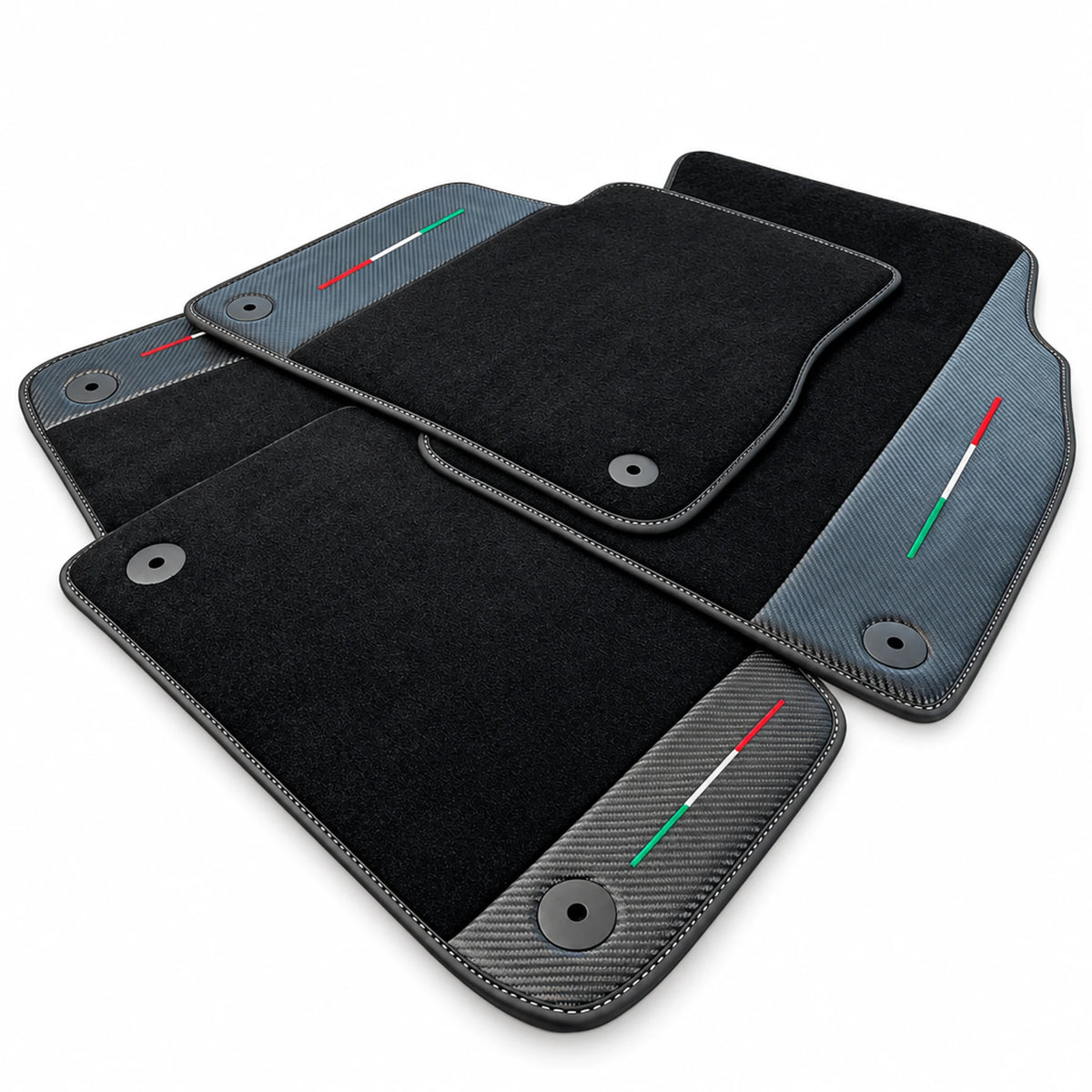 Black Floor Mats For Lamborghini Urus With Carbon Fiber Leather - AutoWin