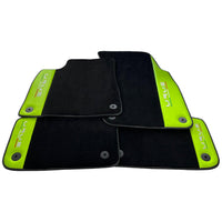 Black Floor Mats for Lamborghini Urus With Green Leather - AutoWin