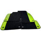 Black Floor Mats for Lamborghini Urus With Green Leather - AutoWin