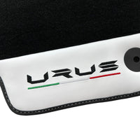 Black Floor Mats for Lamborghini Urus With White Leather - AutoWin