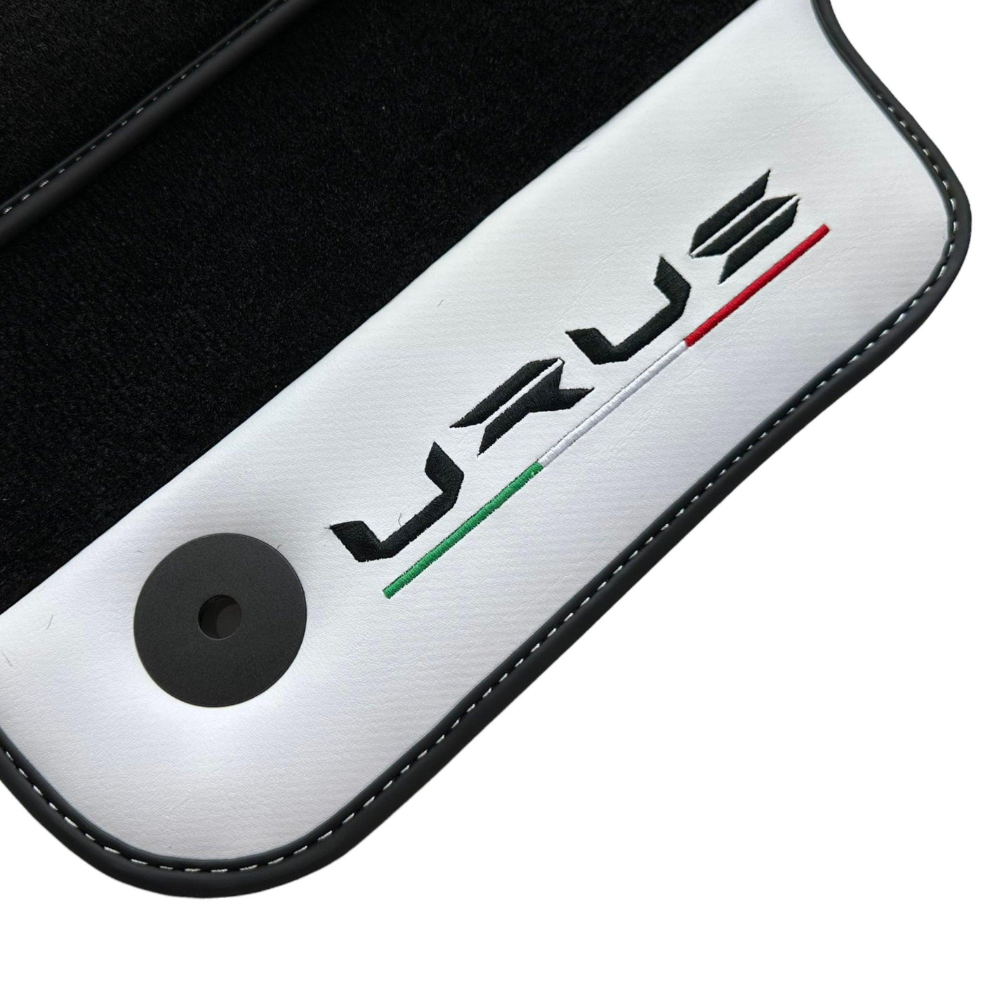 Black Floor Mats for Lamborghini Urus With White Leather - AutoWin