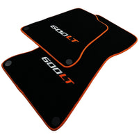 Black Floor Mats for McLaren 600 LT (2018-2020) With Orange Trim - AutoWin