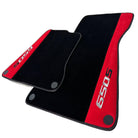 Black Floor Mats For McLaren 650S Black Tailored With Red Alcantara Leather - AutoWin