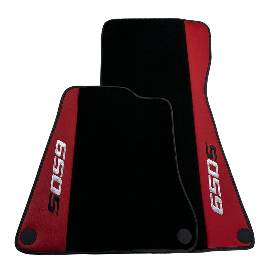 Black Floor Mats For McLaren 650S Black Tailored With Red Leather - AutoWin
