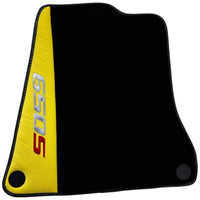 Black Floor Mats For McLaren 650S Black Tailored With Yellow Leather - AutoWin