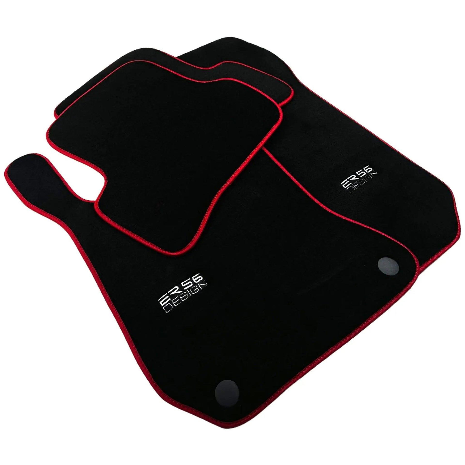 Black Floor Mats For Mercedes-Benz C Class W204 Coupe 2012-2015 ER56 Design with Red Trim - AutoWin