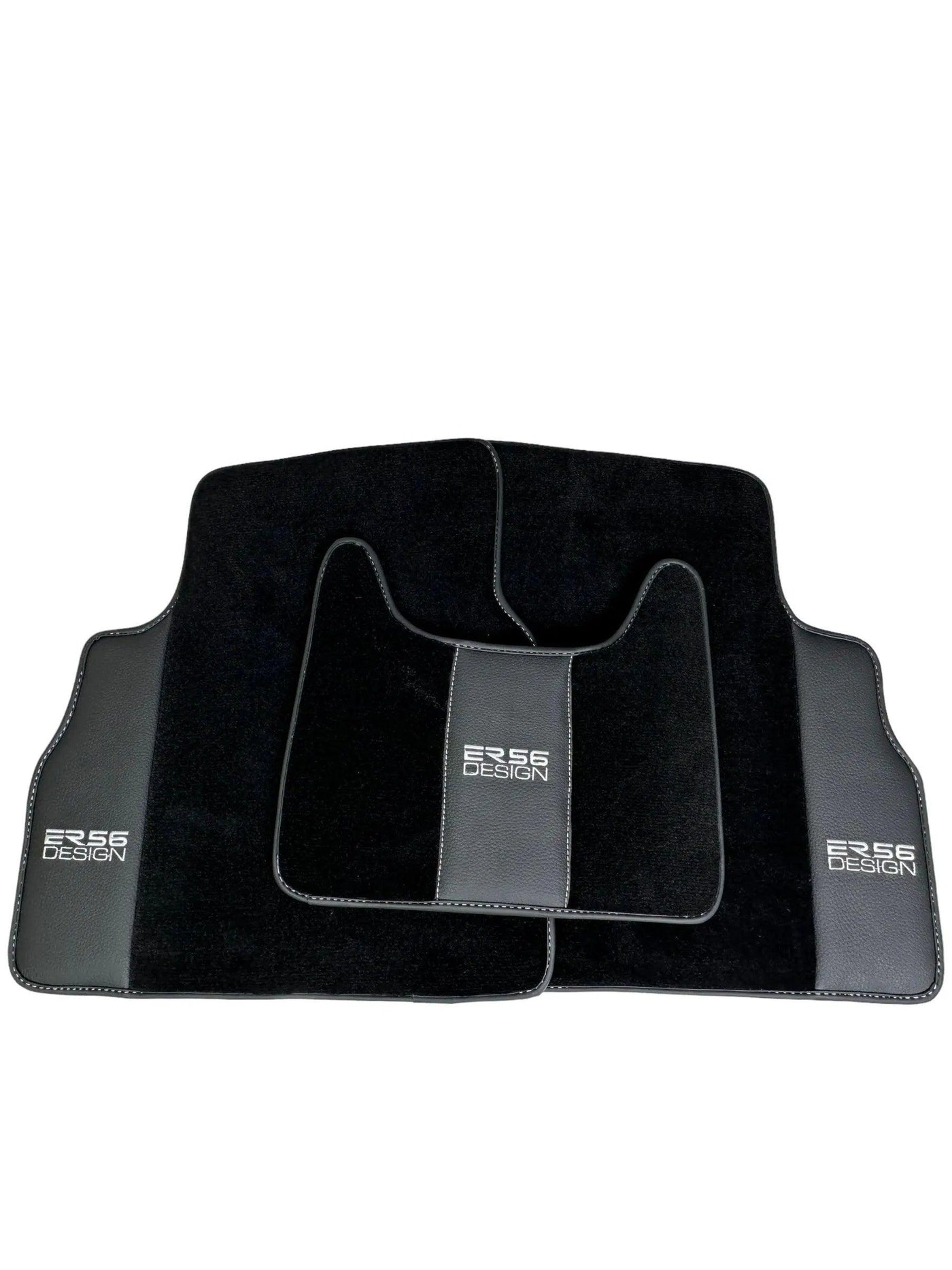 Black Floor Mats For Mercedes-Benz G Class W461 (1979-2008) With Leather Borders ER56 Design - AutoWin