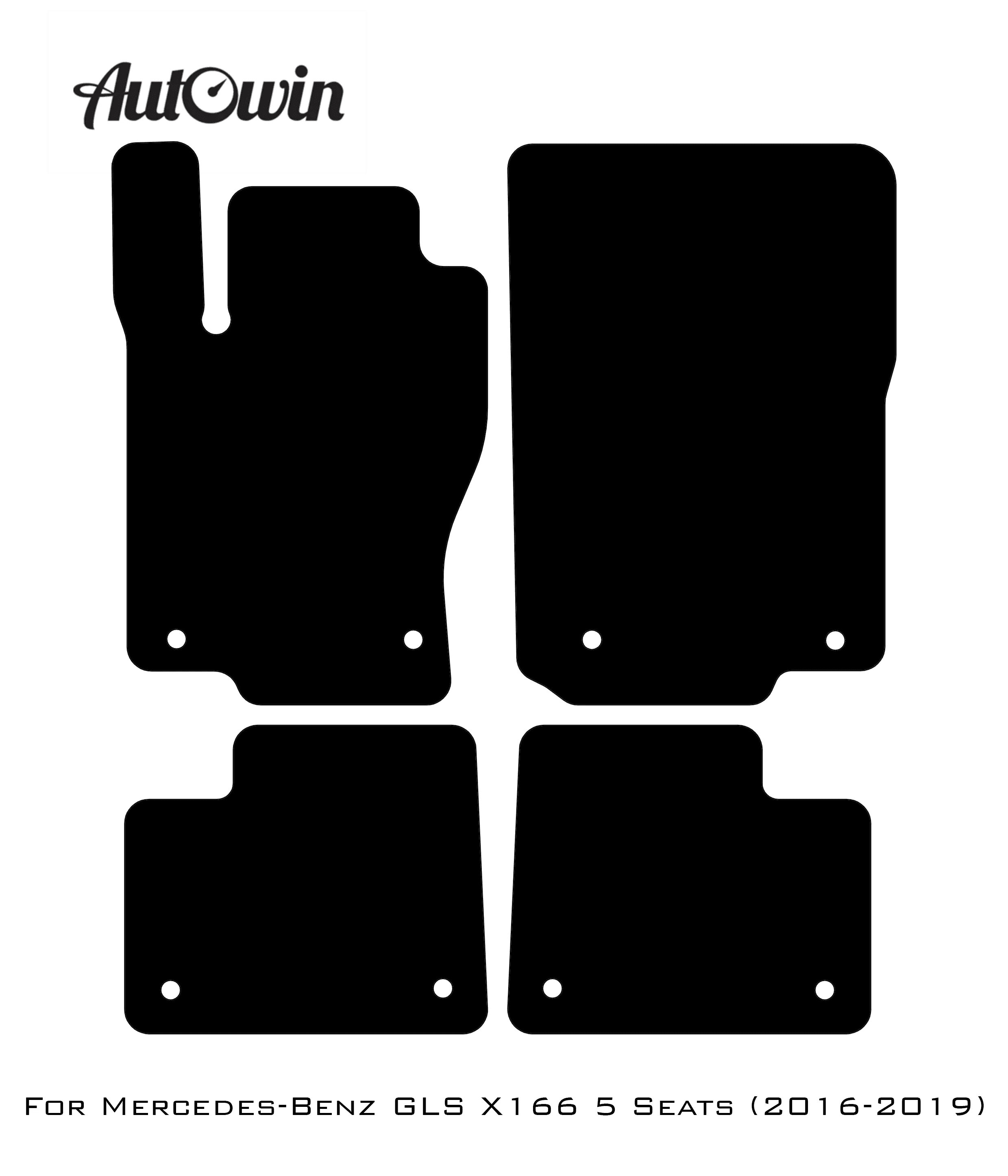 Black Floor Mats For Mercedes Benz GLS-Class X166 (2016-2019) | Limited Edition - AutoWin