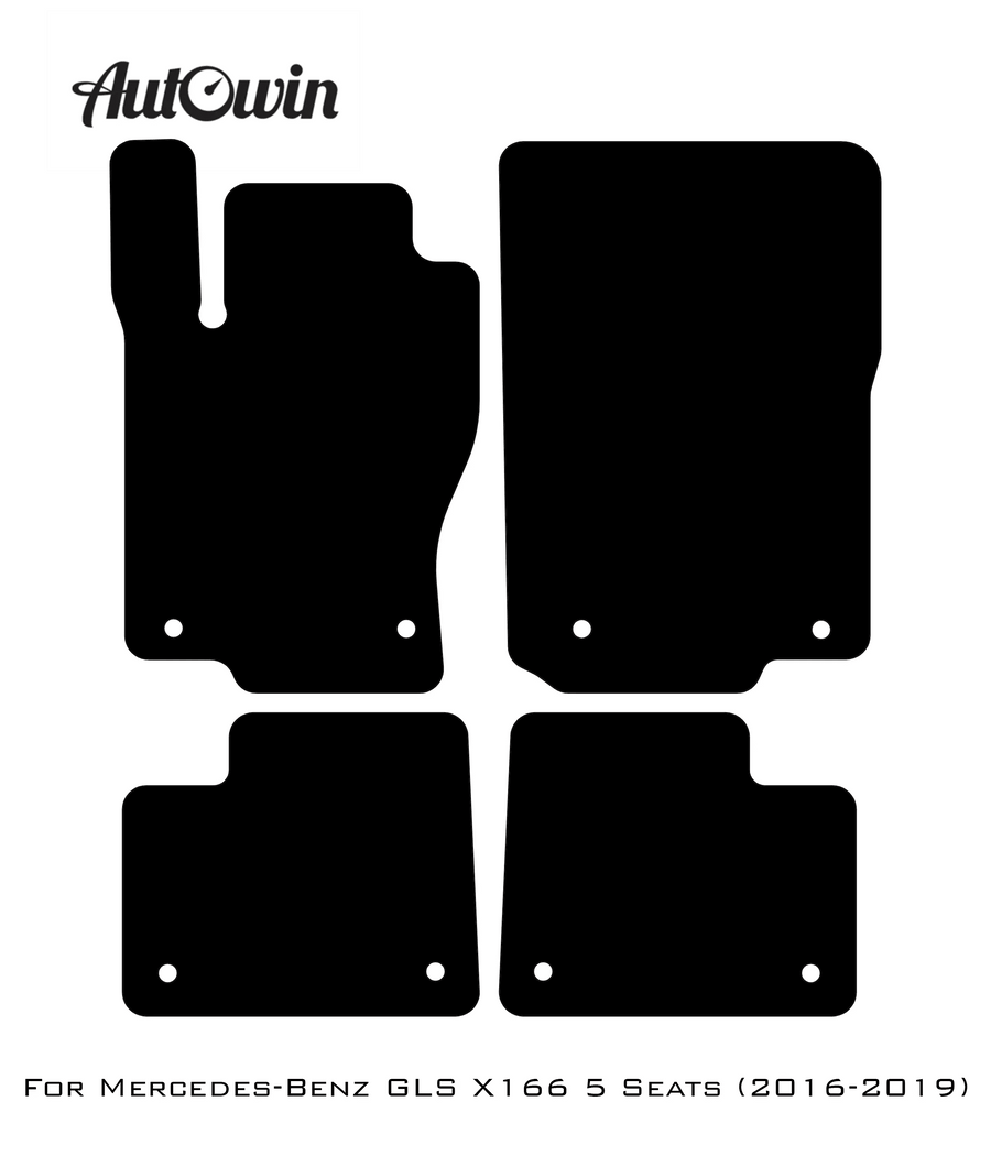 Black Floor Mats For Mercedes Benz GLS-Class X166 (2016-2019) | Limited Edition - AutoWin
