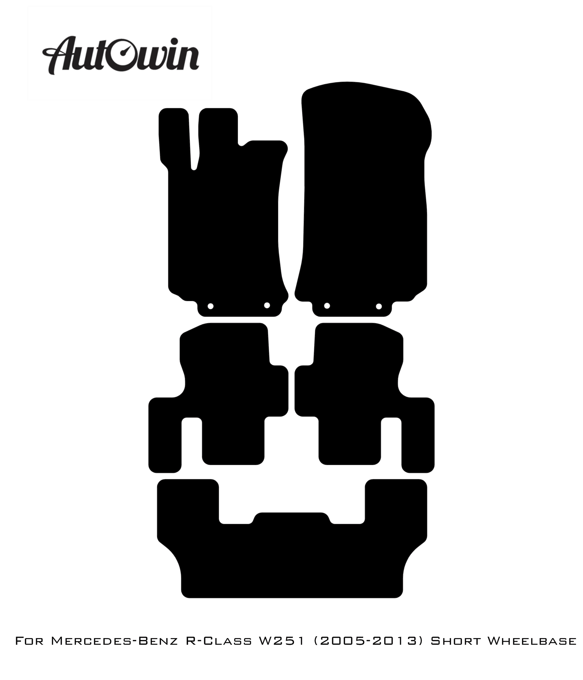 Black Floor Mats For Mercedes Benz R-Class W251 (2005-2013) Short Wheelbase | Limited Edition - AutoWin