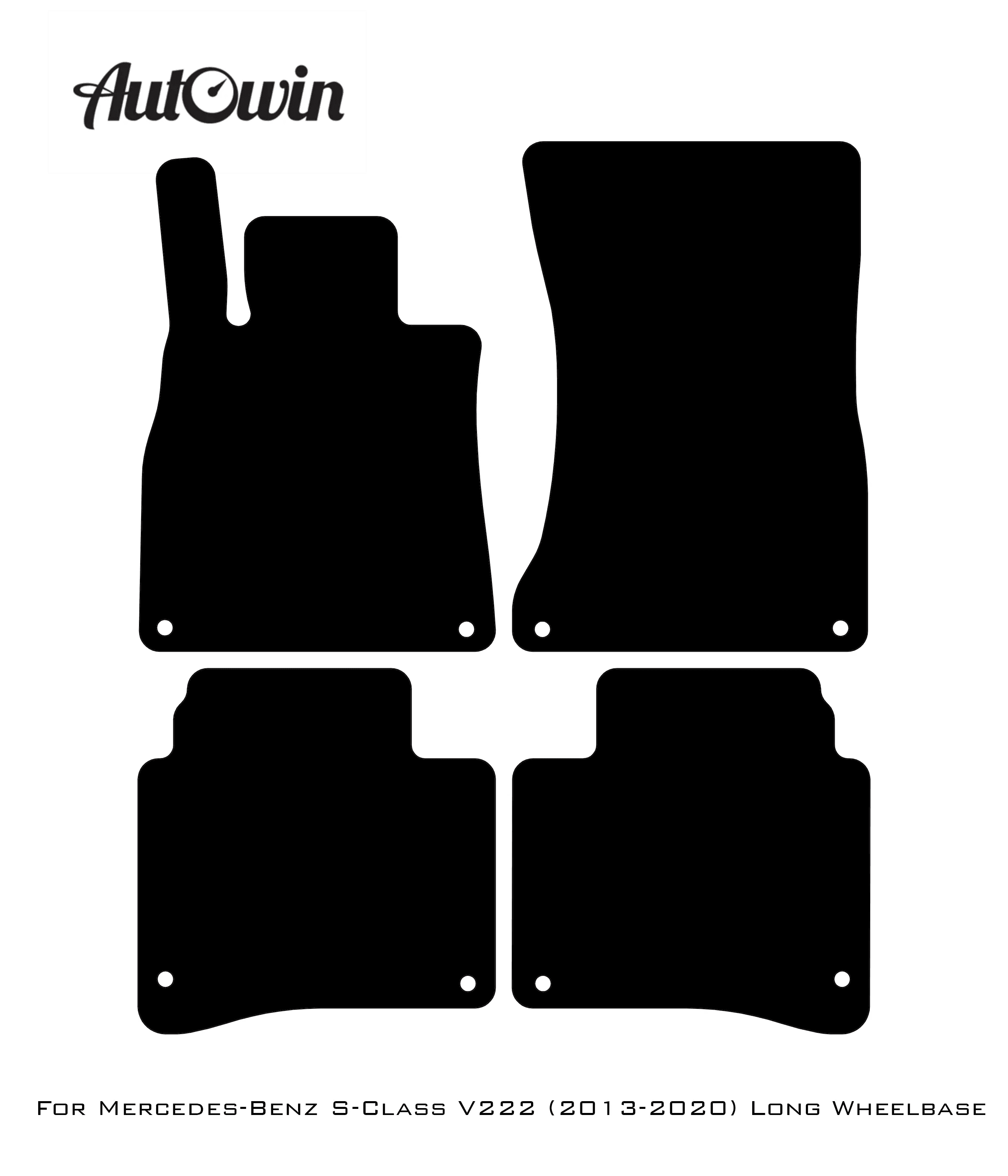 Black Floor Mats For Mercedes Benz S-Class V222 (2013-2020) Long Wheelbase | Limited Edition - AutoWin