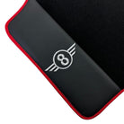 Black Floor Mats for Mini Cabrio F57 Convertible (2016-2023) With Leather | Red Trim - AutoWin