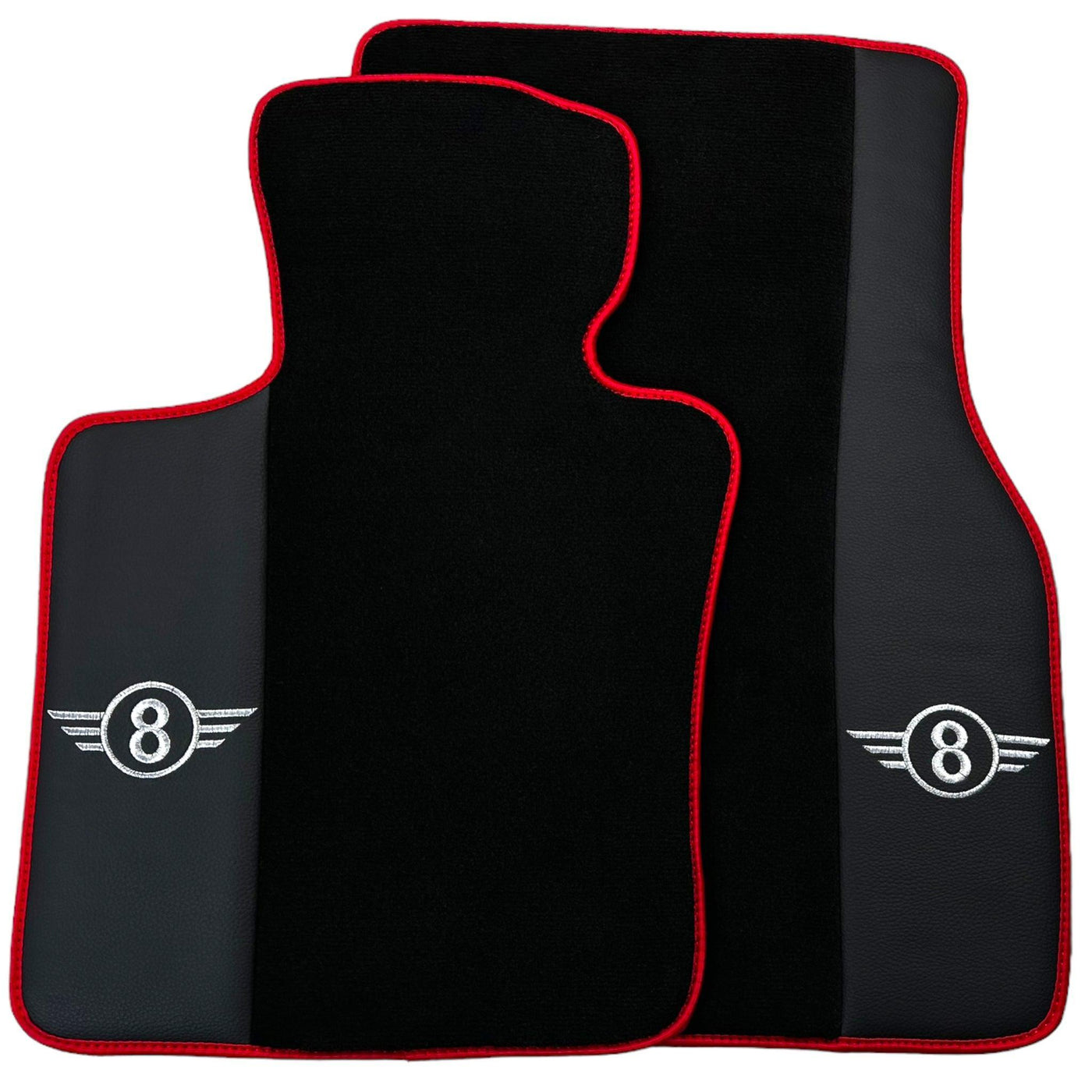 Black Floor Mats for Mini Cooper / One Electric (2020-2023) With Leather | Red Trim - AutoWin