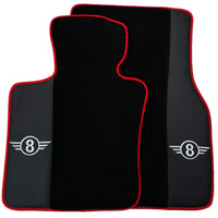 Black Floor Mats for Mini Cooper / One F56 3-doors (2014-2023) With Leather | Red Trim - AutoWin