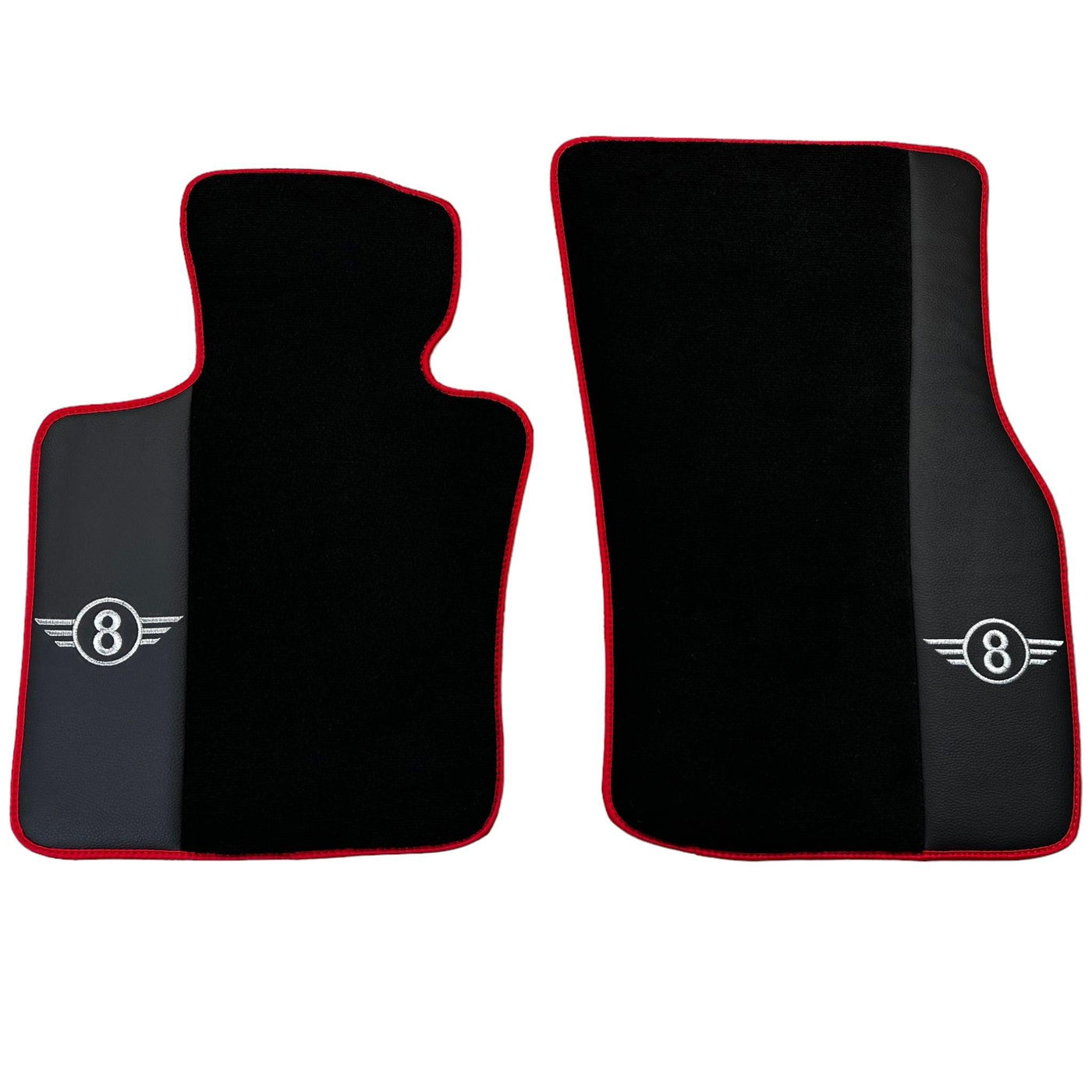 Black Floor Mats for Mini Cooper / One F56 3-doors (2014-2023) With Leather | Red Trim - AutoWin
