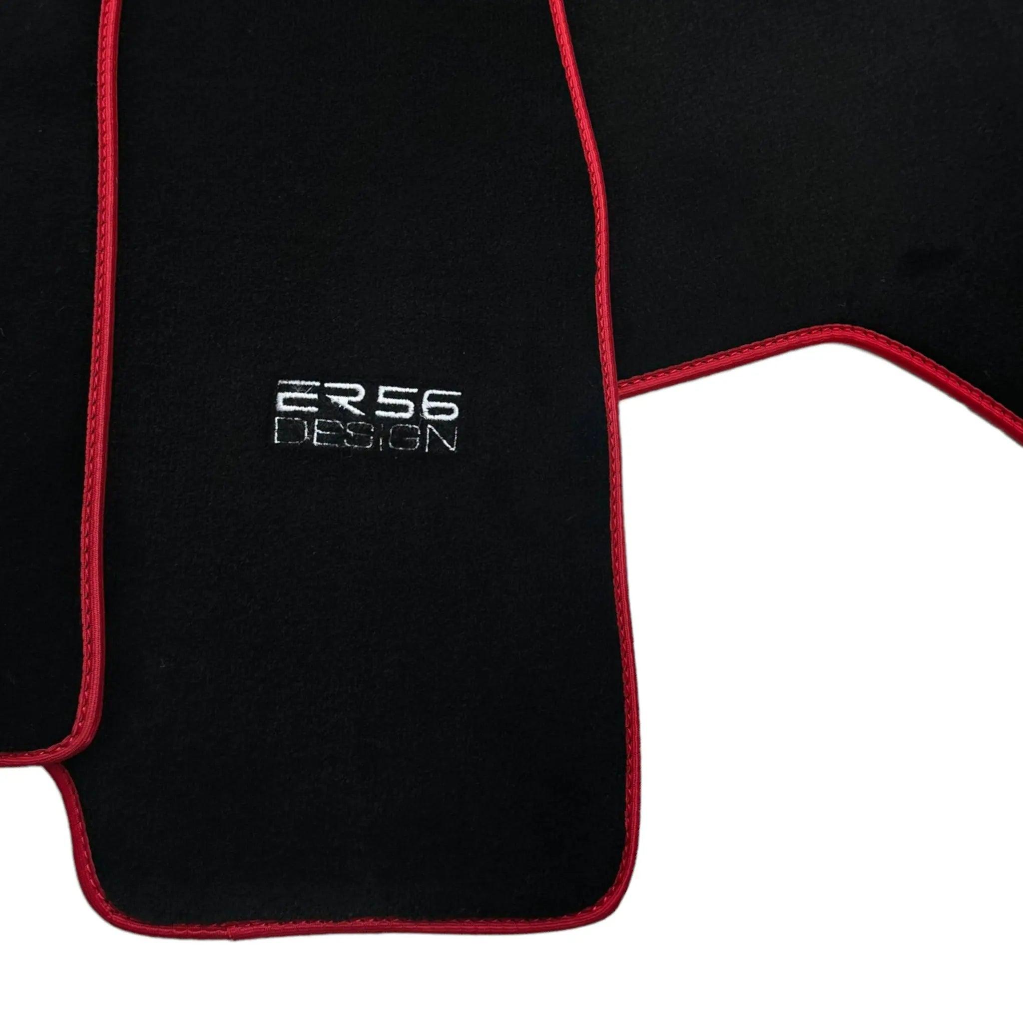 Black Floor Mats For Mitsubishi Pajero III (2000-2004) ER56 Design with Red Trim - AutoWin