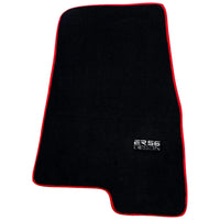 Black Floor Mats For Mitsubishi Pajero III (2000-2004) ER56 Design with Red Trim - AutoWin