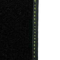 Black Floor Mats for Porsche 718 Cayman (2017-2023) with Green Leather ER56 Design - AutoWin