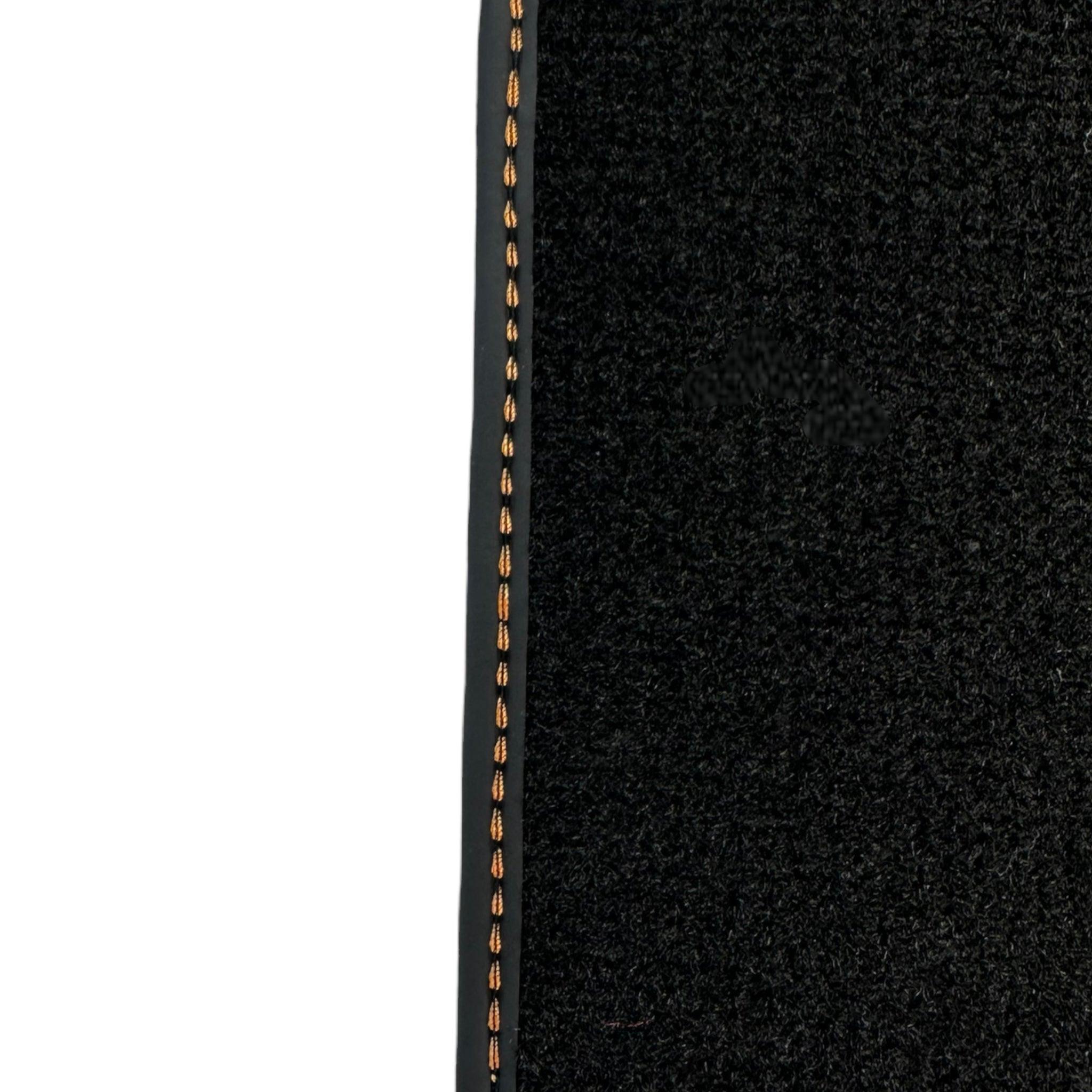 Black Floor Mats for Porsche 911 - 992 (2019-2024) Orange Alcantara ER56 Design - AutoWin