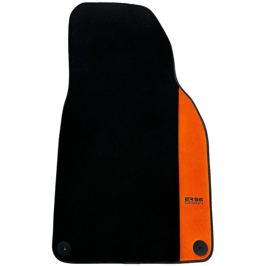 Black Floor Mats for Porsche 911 - 992 (2019-2024) Orange Alcantara ER56 Design - AutoWin