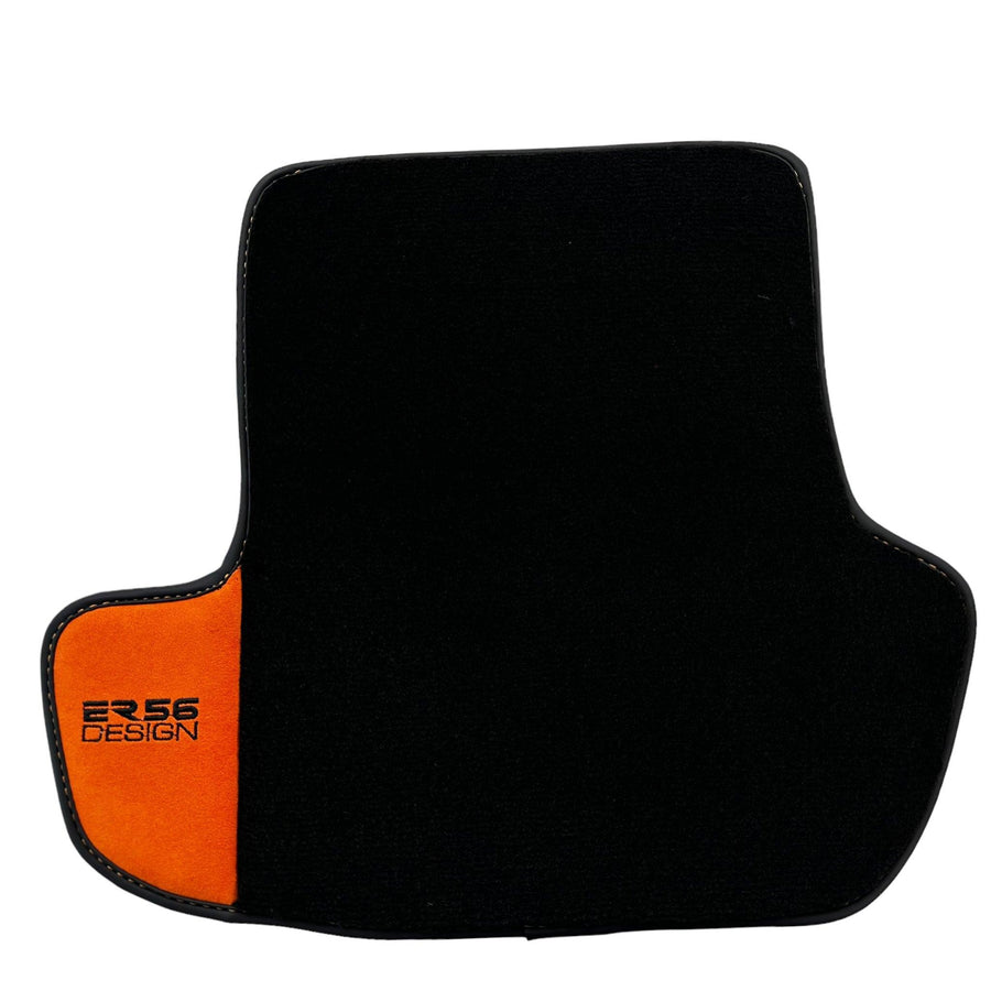 Black Floor Mats for Porsche 911 - 992 (2019-2024) Orange Alcantara ER56 Design - AutoWin
