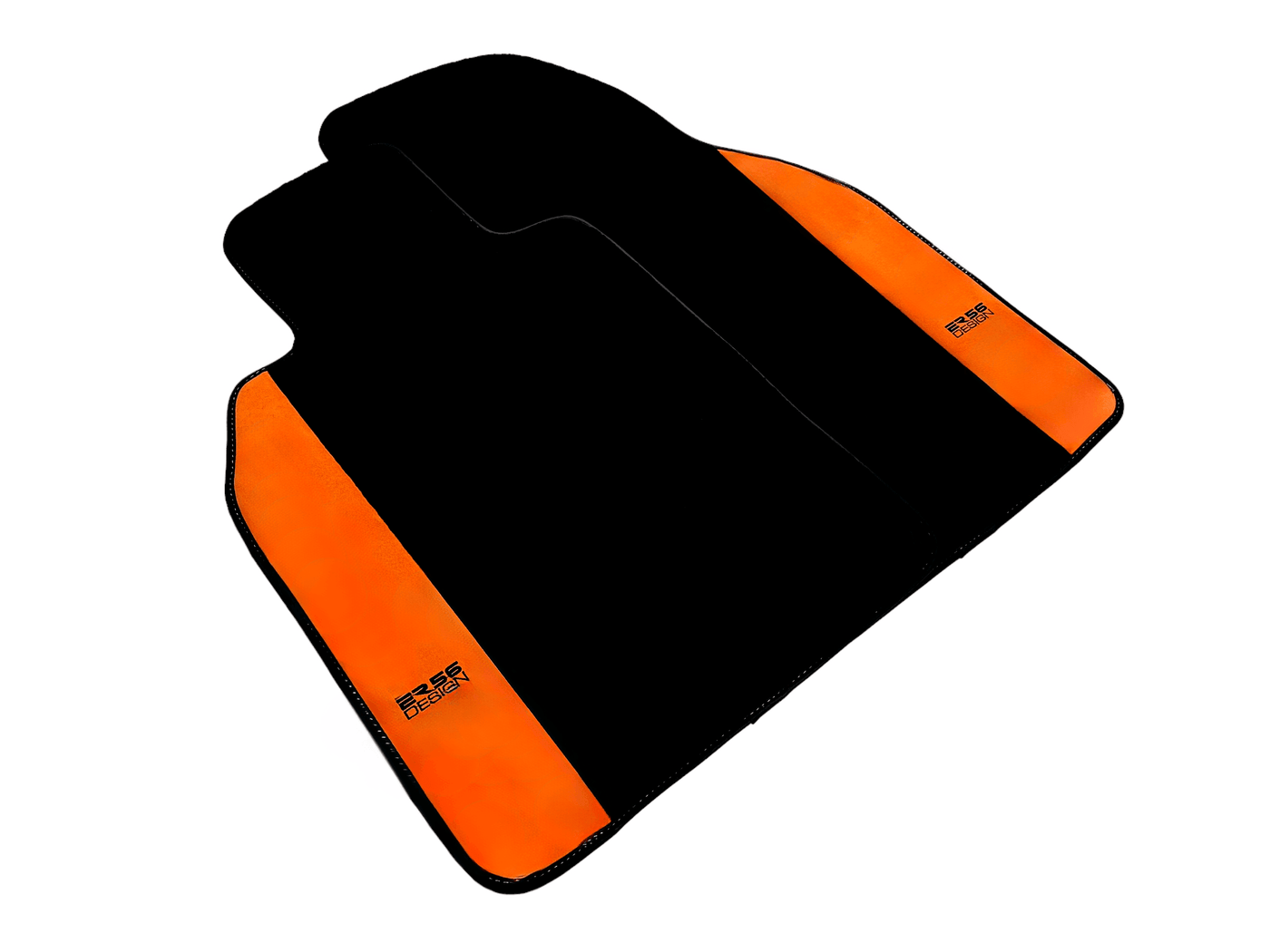 Black Floor Mats for Porsche 981 Cayman (2012–2016) with Orange Alcantara Leather ER56 Design - AutoWin
