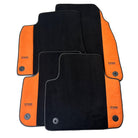 Black Floor Mats for Porsche Cayenne (2003-2010) with Orange Alcantara Leather ER56 Design - AutoWin