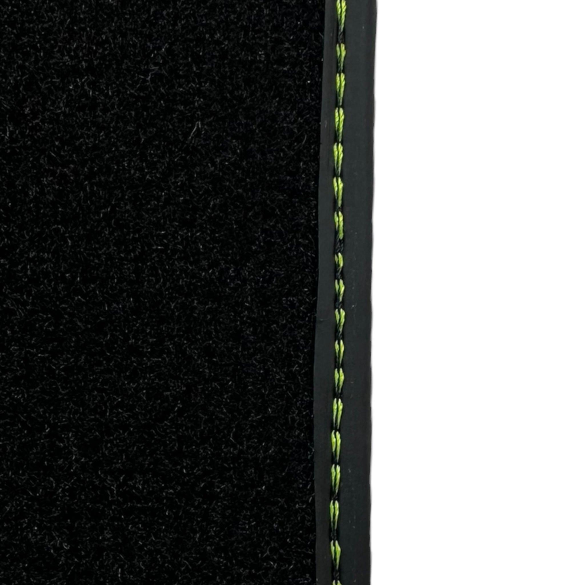 Black Floor Mats for Porsche Cayenne (2010-2018) with Green Leather ER56 Design - AutoWin