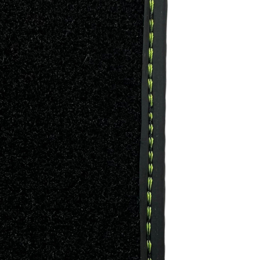 Black Floor Mats for Porsche Cayenne (2018-2023) with Green Leather ER56 Design - AutoWin