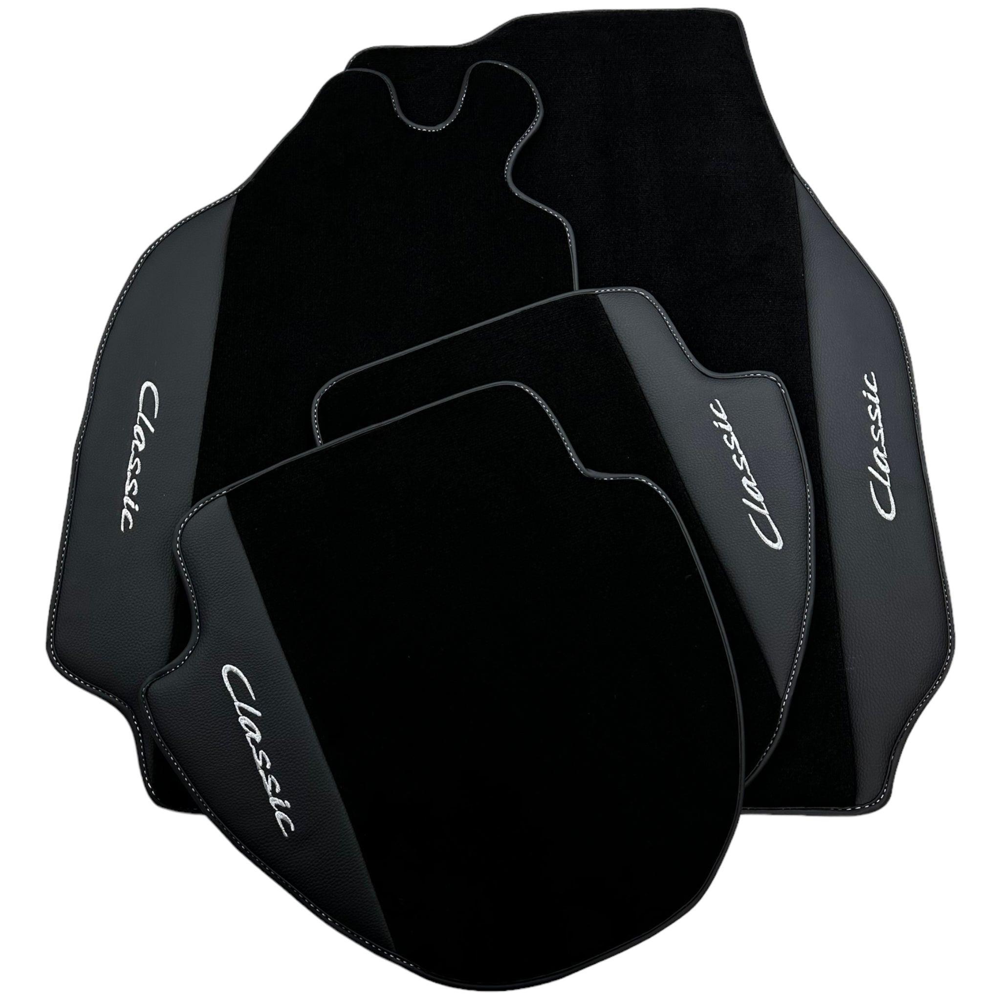 Black Floor Mats for Porsche Classic 911 (1963-1989) with Leather - AutoWin