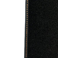 Black Floor Mats for Porsche Panamera (2009-2016) with Orange Alcantara Leather ER56 Design - AutoWin