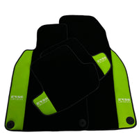 Black Floor Mats for Porsche Panamera (2017-2023) with Green Leather ER56 Design - AutoWin