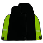 Black Floor Mats for Porsche Panamera (2017-2023) with Green Leather ER56 Design - AutoWin