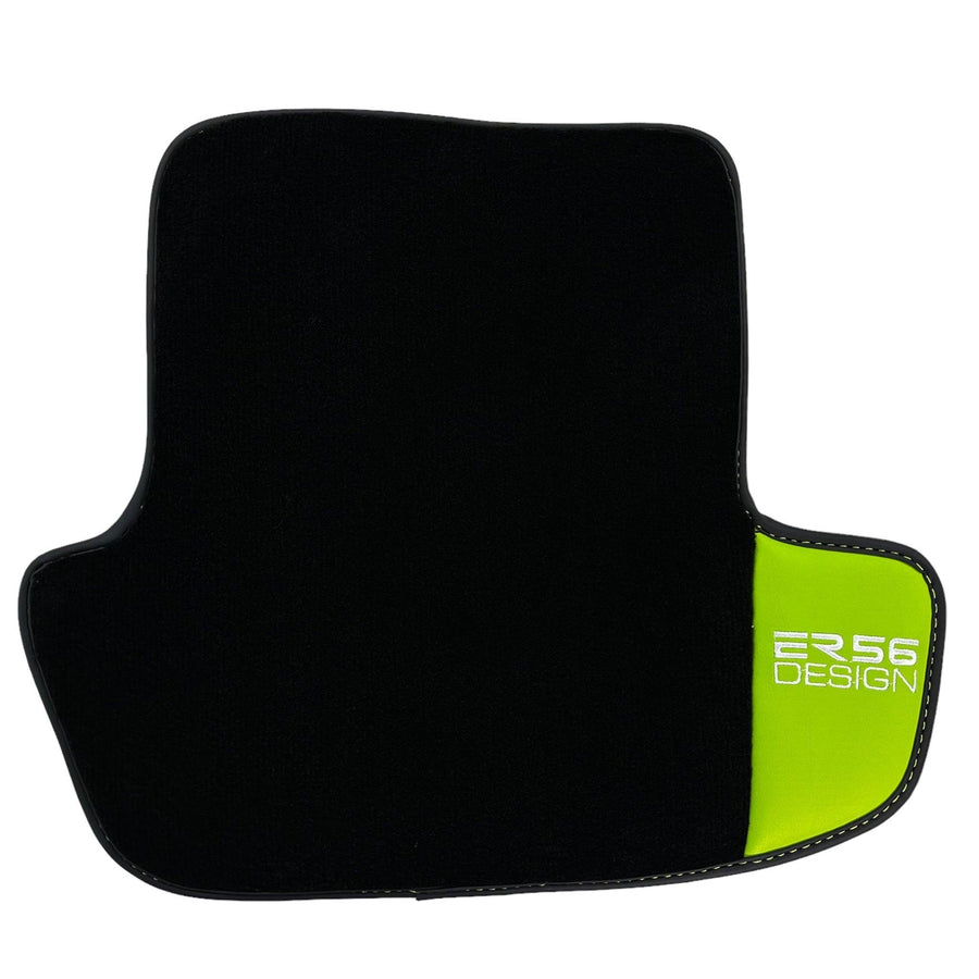 Black Floor Mats for Porsche Panamera (2017-2023) with Green Leather ER56 Design - AutoWin