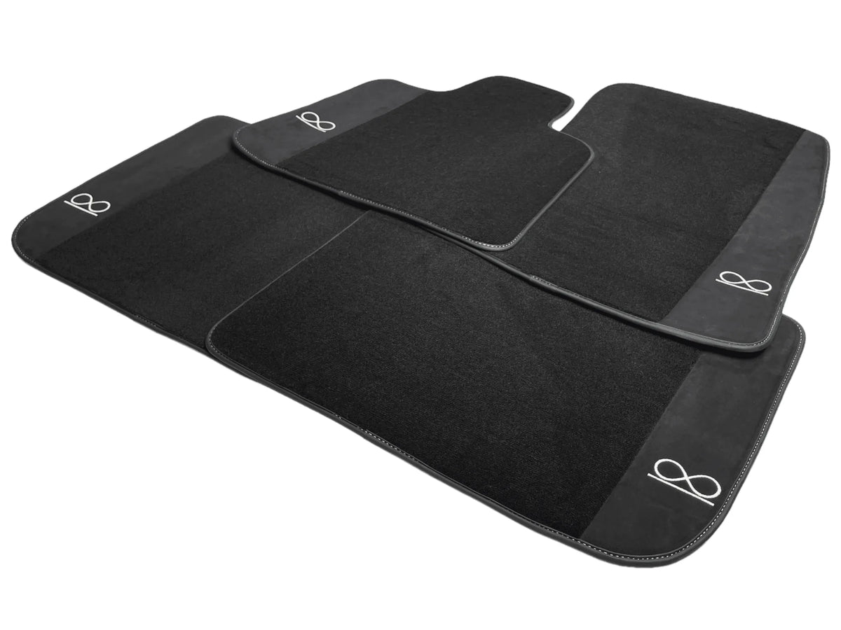 Black Floor Mats For Rolls Royce Black Badge Ghost Series II (2021-2024) Fluorescent Logo