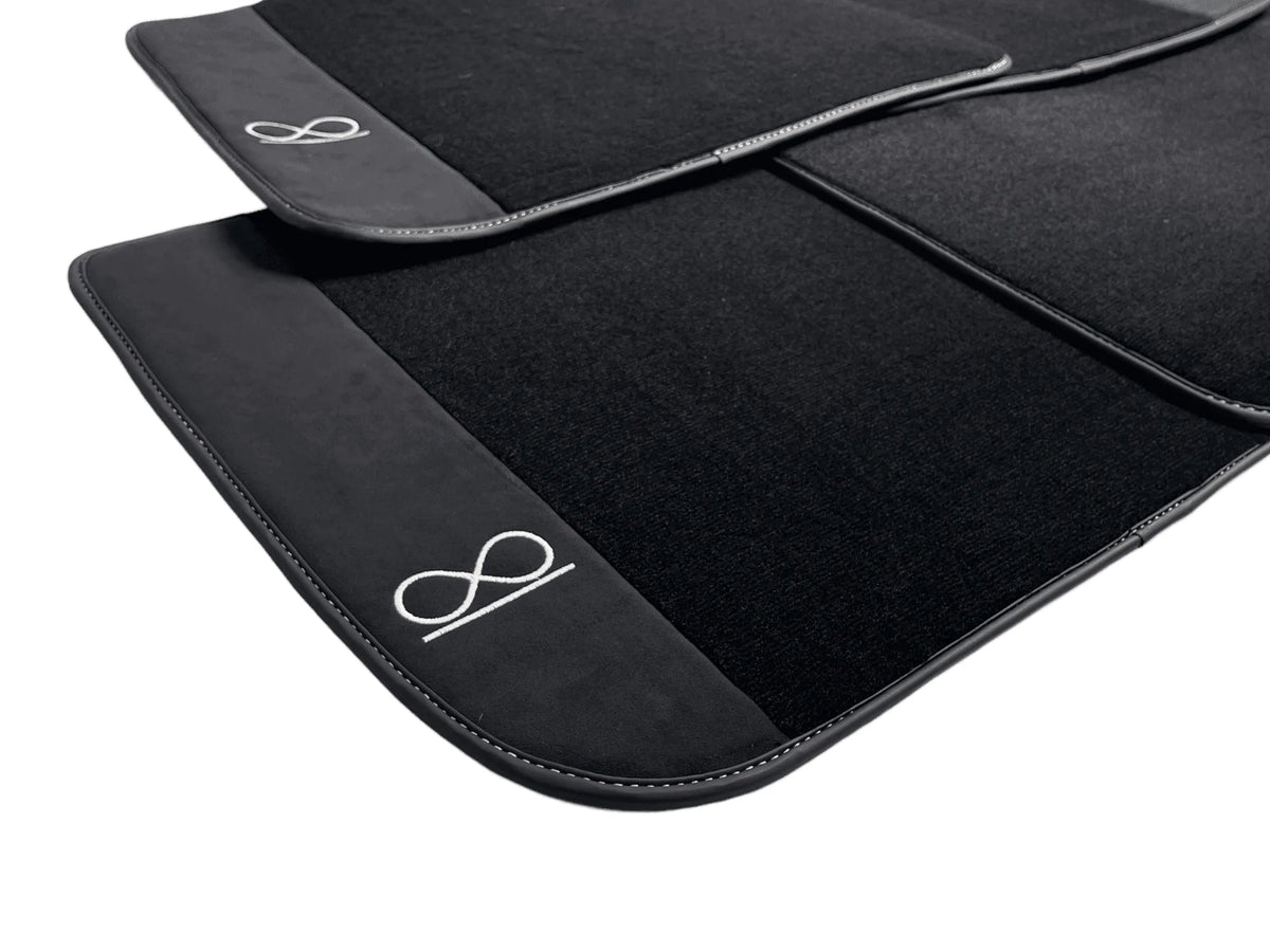 Black Floor Mats For Rolls Royce Black Badge Ghost Series II (2021-2024) Fluorescent Logo