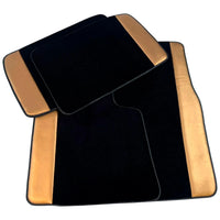 Black Floor Mats for Rolls Royce Cullinan (2018-2025) with Golden Leather