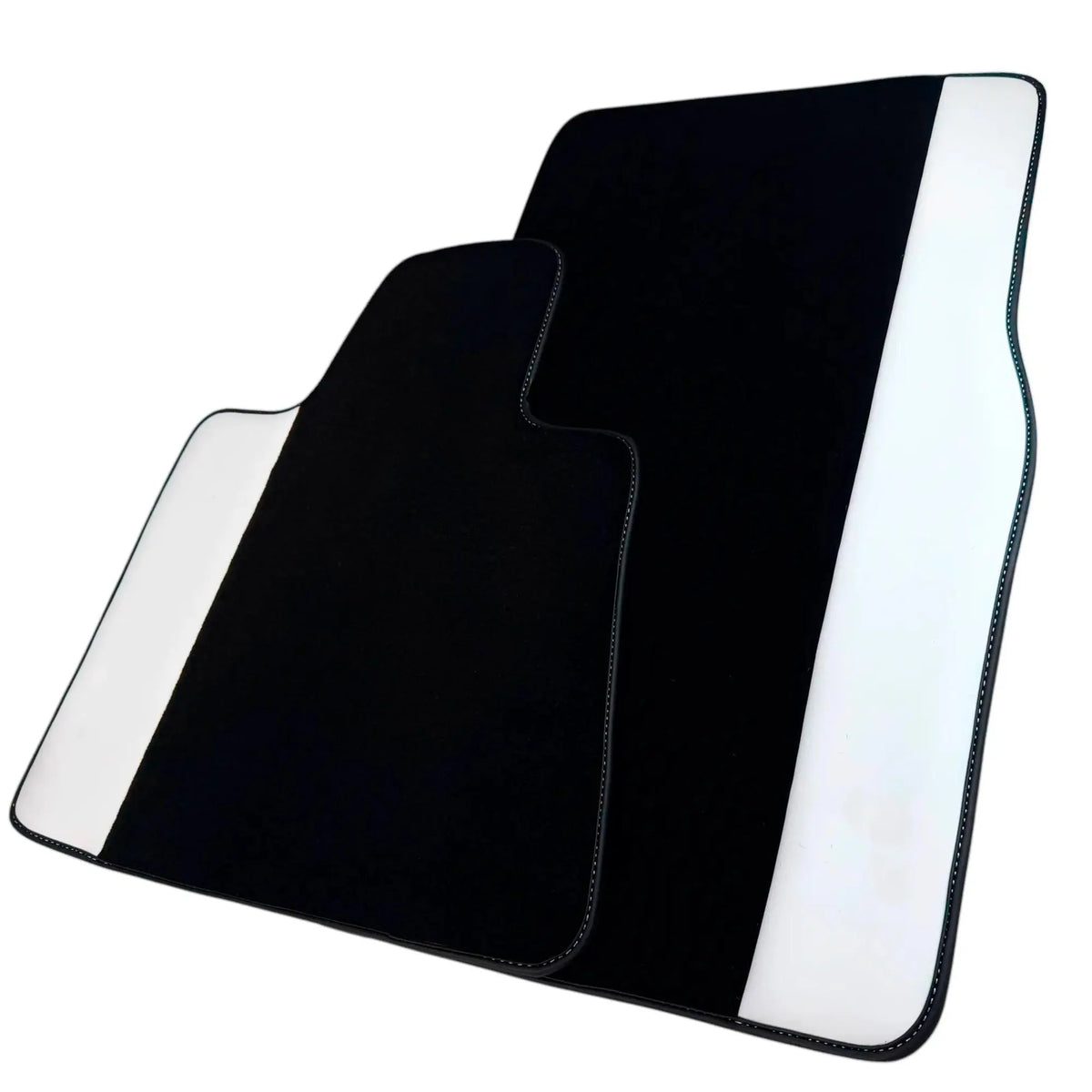 Black Floor Mats for Rolls Royce Cullinan (2018-2025) with White Leather