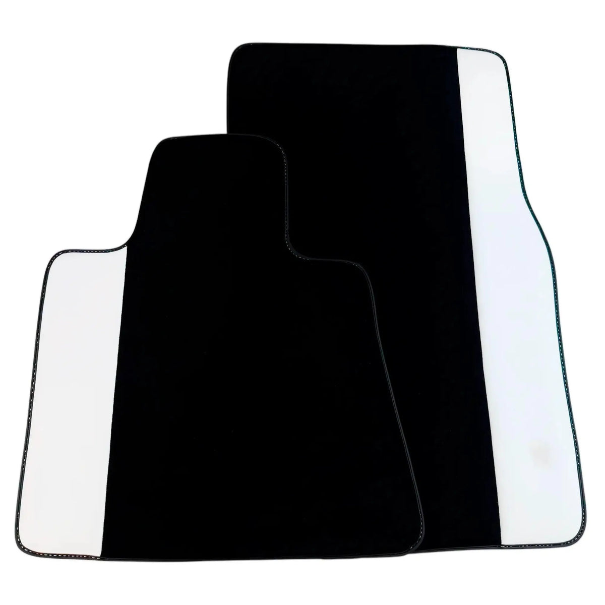 Black Floor Mats for Rolls Royce Cullinan (2018-2025) with White Leather