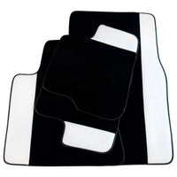 Black Floor Mats for Rolls Royce Cullinan (2018-2025) with White Leather