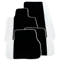 Black Floor Mats for Rolls Royce Cullinan 2018-2025 with White Leather | White Trim